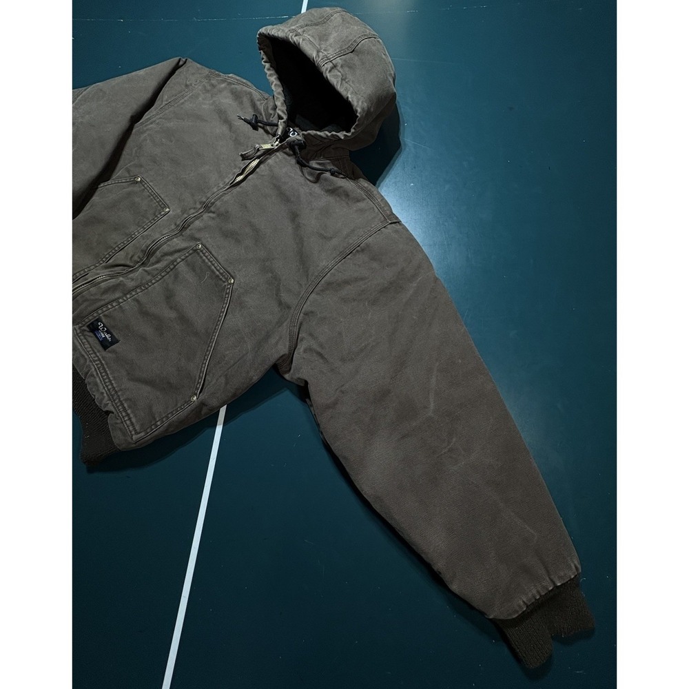Vintage Walls Work Wear Jacket Men's Large Brown Duck Canvas Fleece Lined Hooded - Picture 4 of 14